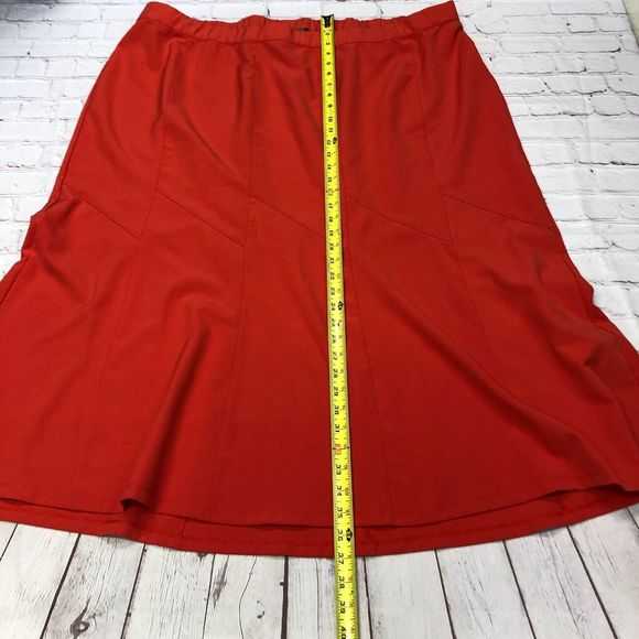 Catherines Black Label Women Skirt Plus Size 3X Flare Midi Red B242 -14 - Picture 6 of 16